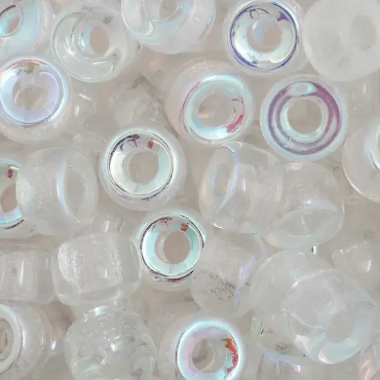 John Bead 9mm Transparent Crystal AB Czech Glass Pony Beads, 100ct. {1}