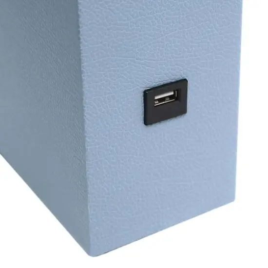 Lalia Home Lexington 21" Leather Table Lamp with USB Charging Port Periwinkle {9}