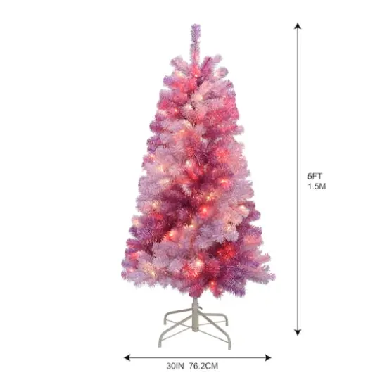 5ft. Pre-Lit Peppermint Pine Artificial Christmas Tree, Warm White LED Lights by Ashland&reg; {5}