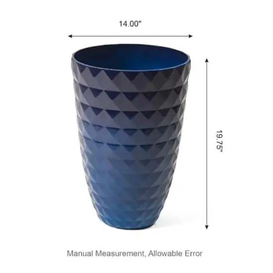 Glitzhome&reg; Eco-Friendly Oversized Faux Cobalt Blue Ceramic Tall Bowl Plastic Pot Planter Set {9}