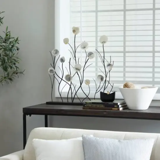 27" Black Metal Floral Sculpture with Capiz Embellishments {3}