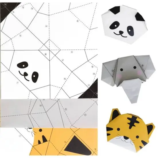 FBN Origami Paper Finger Puppets Kit 3 ct. Zoo Animals {4}