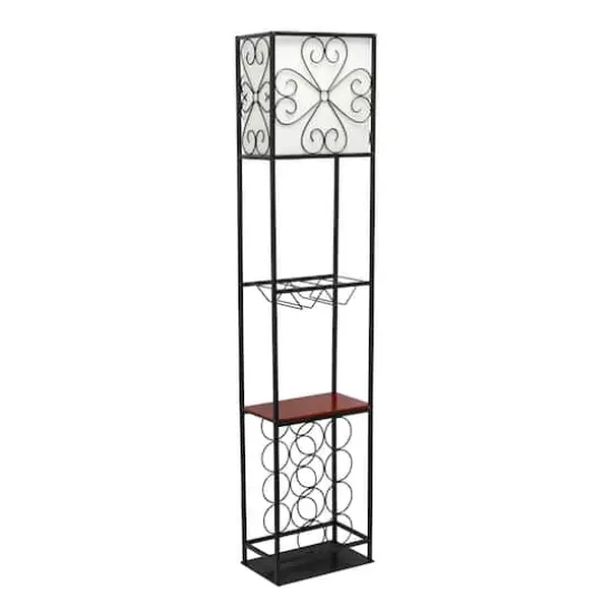Elegant Designs™ 5ft. Black Organizer Storage Shelf and Wine Rack Floor Lamp {1}