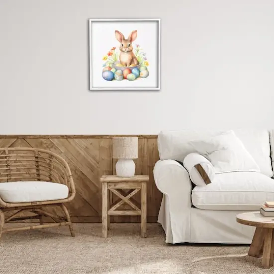 Stupell Industries Easter Bunny & Eggs Framed Giclee Art White {3}