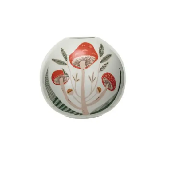 Hello Honey&reg; 5" Multicolor Mushrooms Round Stoneware Vase {1}