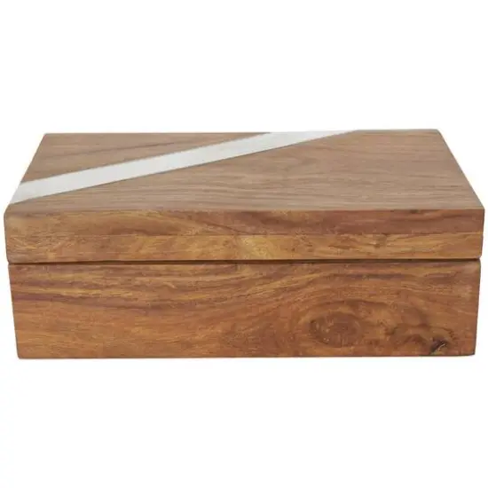 Brown Box Set with Silver Diagonal Stripes {5}