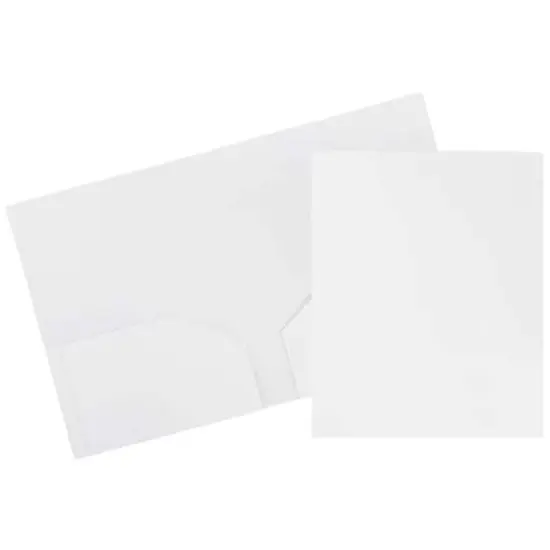 JAM Paper 9.5" x 11.5" White Plastic Heavy Duty Two Pocket Folder {3}