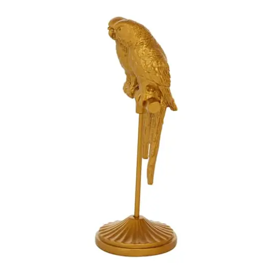 Gold Resin Country Cottage Bird Sculpture, 9" x 3" x 3" {4}
