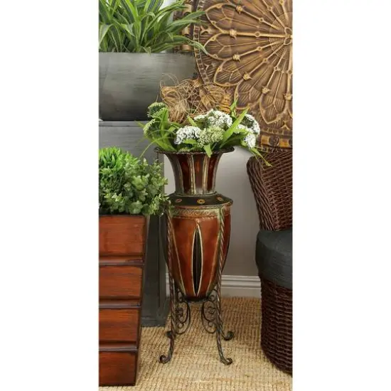Brown Metal Rustic Vase, 27" x 9" x 9" {9}