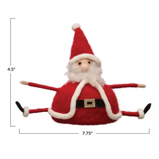 Hello Honey&reg; 7.75" Red & White Wool Felt Sitting Santa {4}