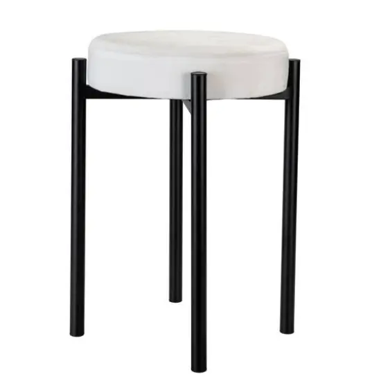 Home Details 18" Velour Vanity Stool White {8}