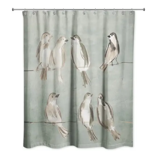 Birds on a Wire Sage 71" x 74" Shower Curtain {3}