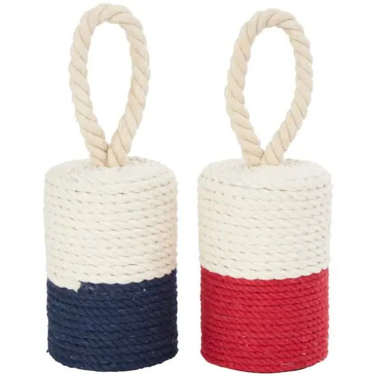 Cream Cotton Buoy Coiled Colorblock Sculpture Set {1}