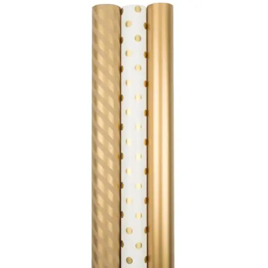 JAM Paper Premium Holiday Assorted Gold Gift Wrap, 3ct. {6}