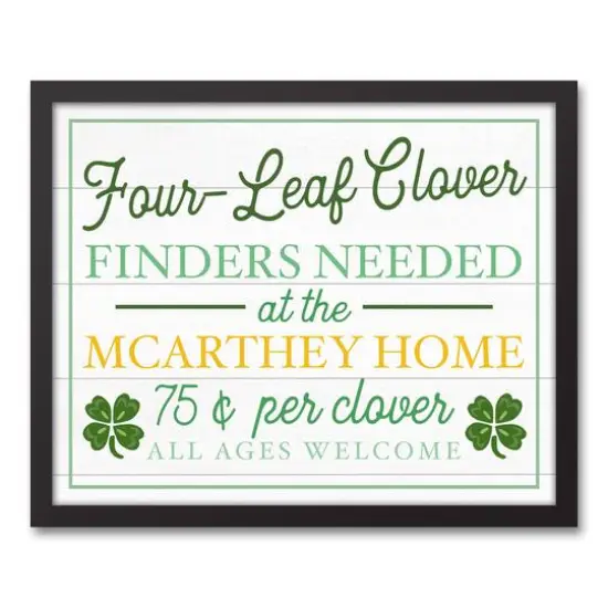 Four Leaf Clover Finders Black Framed Canvas {1}