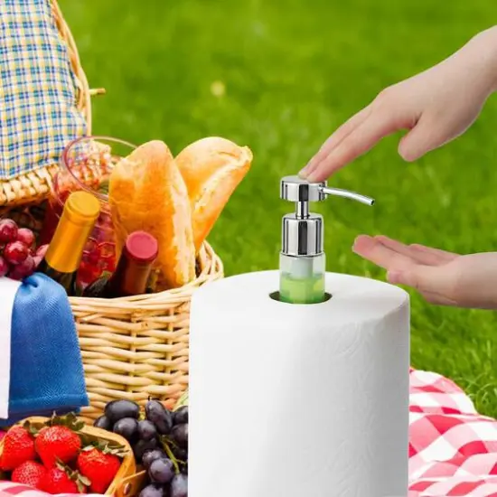 SunnyPoint Paper Towel Holder With Pump Head Satin Nickel {4}