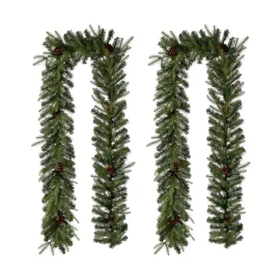 Glitzhome&reg; 9ft. Pre-Lit Pinecone Christmas Garland with Timer, 2ct. {7}