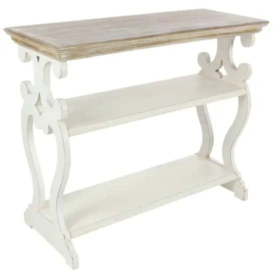 White Farmhouse Wood Console Table, 32" x 38" {1}