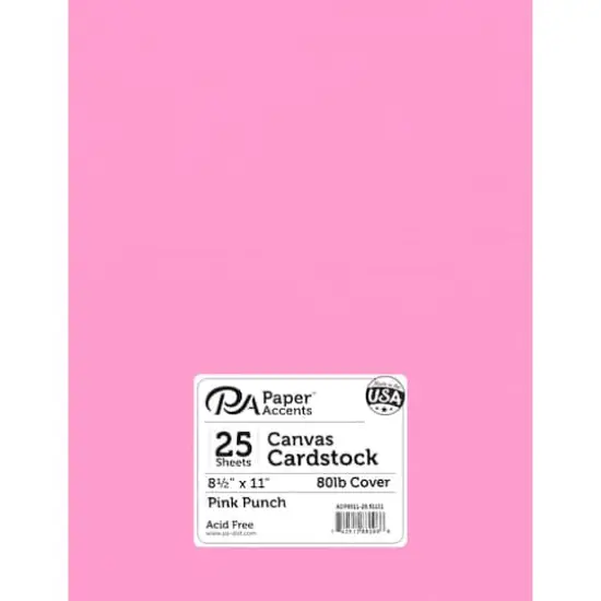 PA Paper™ Accents 8.5" x 11" 80lb. Canvas Cardstock Paper, 25 Sheets Pink Punch {1}