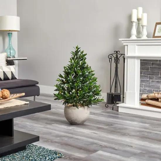 3ft. Olive Cone Topiary Tree in Sand Stone Planter {5}