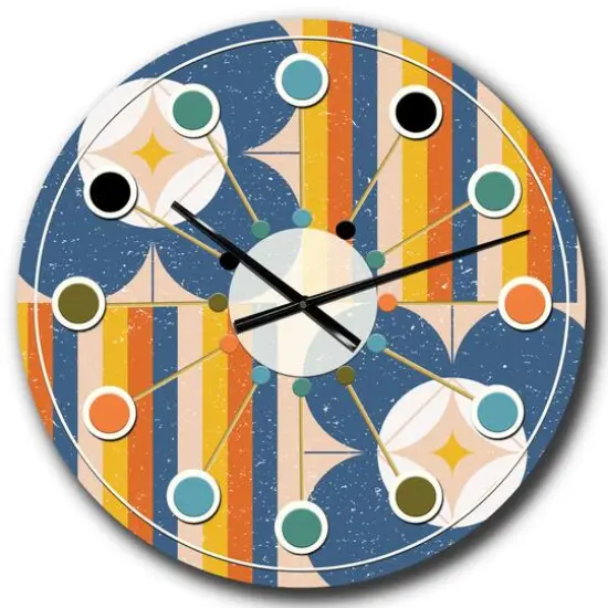 Designart 'Retro Floral Pattern Iii Mid-Century Modern Wall Clock {1}