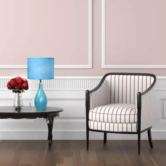 Simple Designs Oval Bowling Pin Base Ceramic Table Lamp Blue {4}