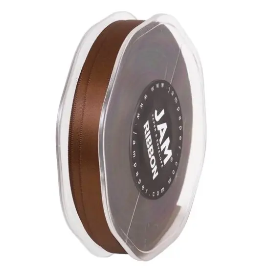 JAM Paper 3/8" x 25yd. Double Faced Satin Ribbon Chocolate Brown {7}