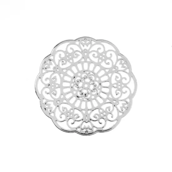 John Bead 31mm Silver Mandala Beadwork Pendants, 3ct. {1}