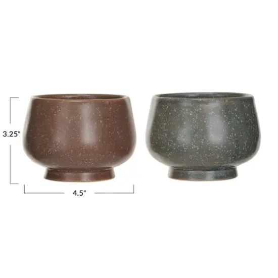 Hello Honey&reg; 3" Brown & Gray Stoneware Bowl Set {5}