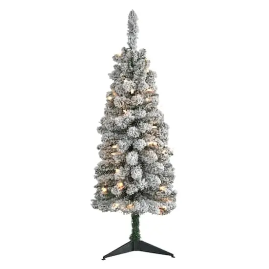 3ft. Pre-Lit Flocked Pencil Artificial Christmas Tree with Clear Lights {1}