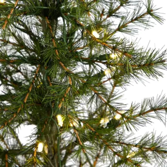 3ft. Pre-Lit Artificial Christmas Tree in Burlap Base, Clear LED Lights {5}