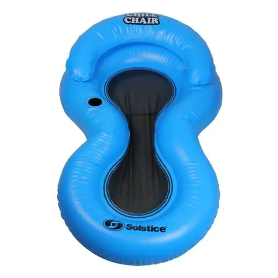 61" Inflatable Blue Chill Swimming Pool Floating Lounge Chair {1}