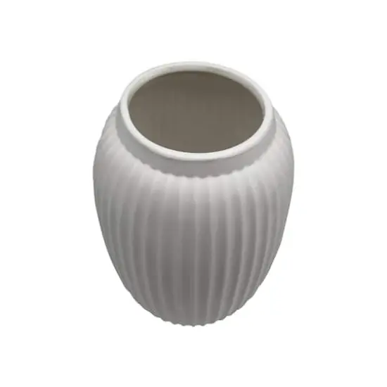 9" White Geometric Fluted Ceramic Vase by Ashland&reg; {4}