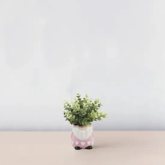 Flora Bunda&reg; 9" Green Eucalyptus in Pink Heart Gnome Planter {4}