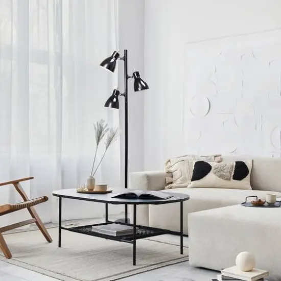 Simple Designs 64" Metal 3-Light Tree Floor Lamp Black {6}