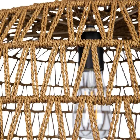 Hello Honey&reg; 19.5" Boho Open Weave Metal and Paper Rope Ceiling Light Brown {9}