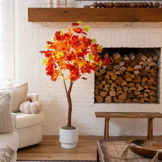 5ft. Pre-Lit Shades of Autumn Maple Artificial Fall Tree with 270 Warm White LED Lights {9}