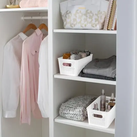 Simplify Slide 2 Stack It Small Storage Tote Baskets, 2ct. White {6}