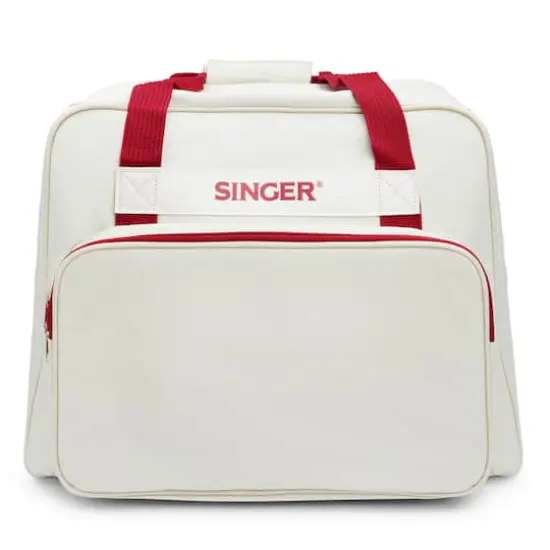 SINGER&reg; Cream & Red Sewing Machine Carry Case {1}