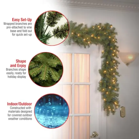 9' x 12" Pre-lit Norwood Fir Artificial Christmas Garland with 100 Clear Lights {7}