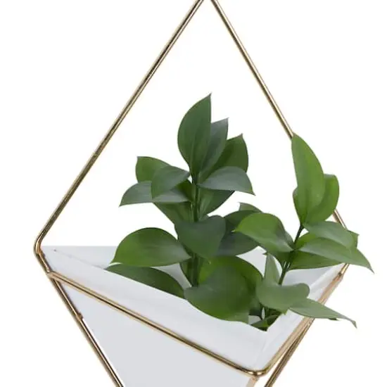 CosmoLiving by Cosmopolitan Set of 2 White Metal Contemporary Planter, 7" x 9" {4}