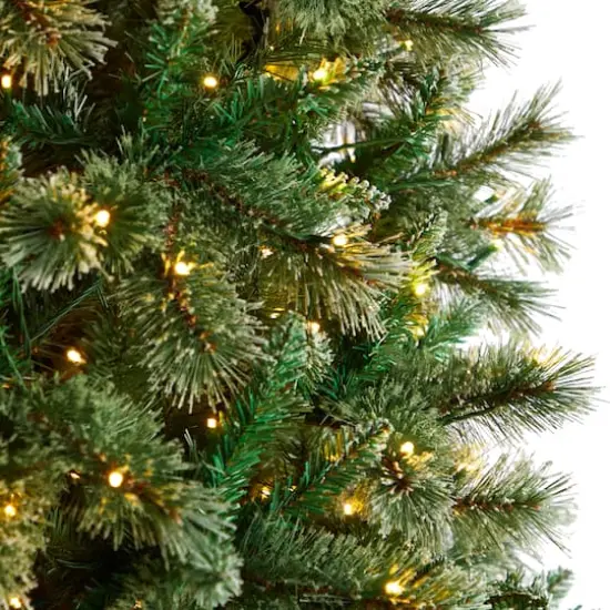 10ft. Pre-Lit Wisconsin Snow Tip Pine Artificial Christmas Tree, Clear LED Lights {5}