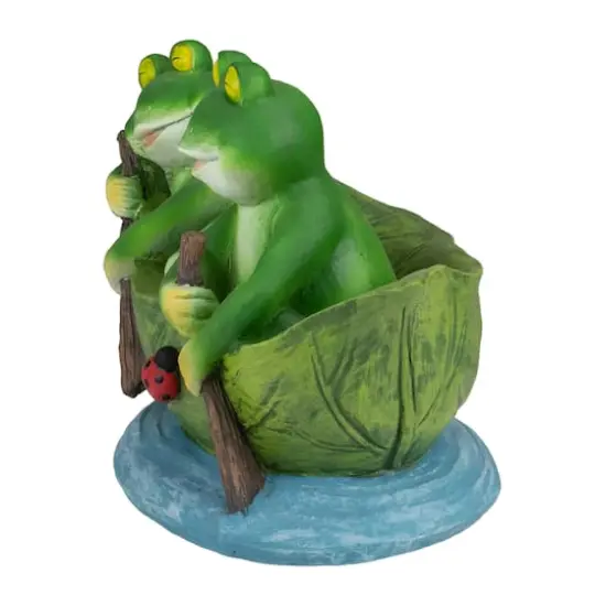 10" Green Frogs in a Lily Pad Outdoor Garden Statue {6}