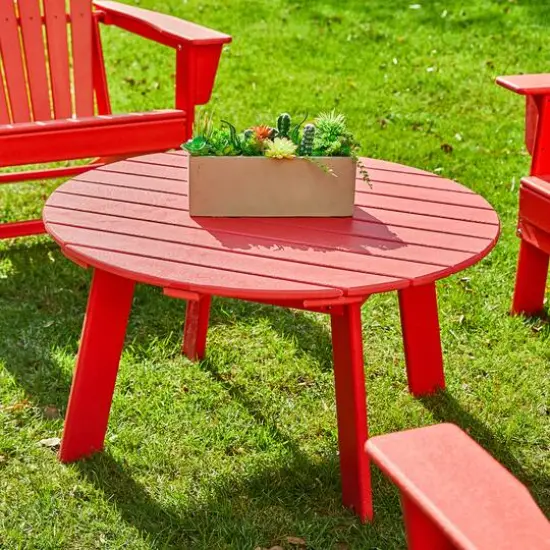 Glitzhome&reg; 32" Red Round Outdoor Coffee Table {3}