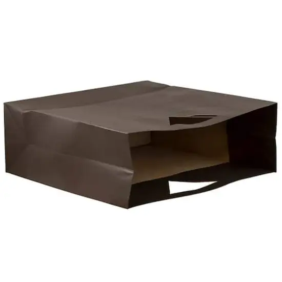 JAM Paper Chocolate Brown Large Heavy Duty Triangular Handle Gift Bags, 3ct. {5}