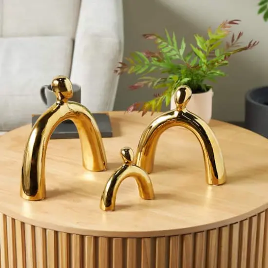 Abstract Arched Family Ceramic Sculpture Set Gold {3}