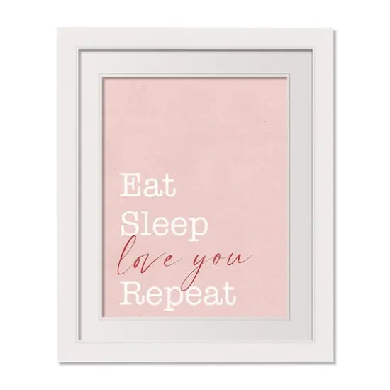 16" x 20" Eat Sleep Love White Framed Print Wall Art {1}
