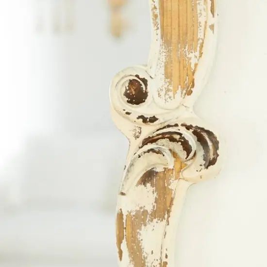 Cream Vintage Wood Wall Mirror, 39" x 25" {10}