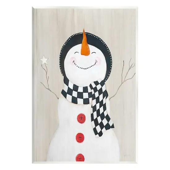 Stupell Industries Happy Smile Winter Snowman Wall Plaque Art {1}
