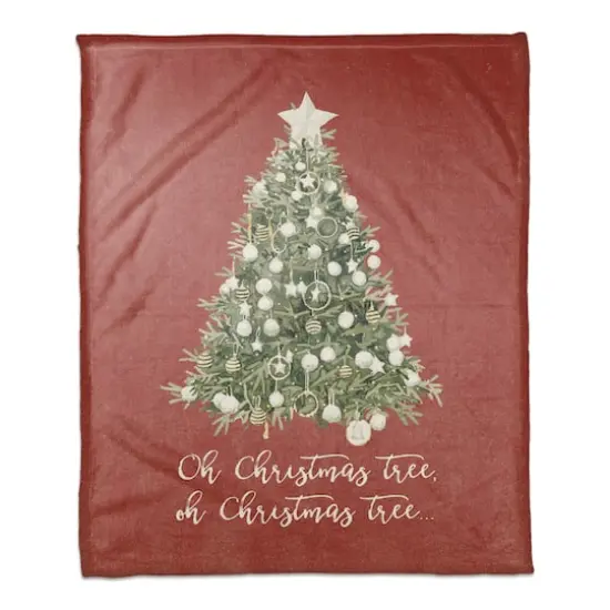 Oh Christmas Tree Coral Fleece Throw {1}